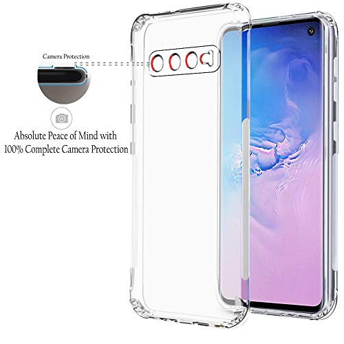 Image of TheGiftKart Thermoplastic Polyurethane, Silicone Camera Protection Back Cover Case for Samsung Galaxy S10 (Inbuilt Dust Plugs and Anti-Slip Grip, Transparent)