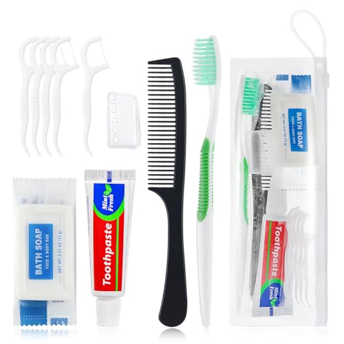 Travel Toiletries Kit with Toothbrush Floss Comb Soap