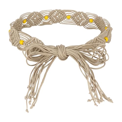 Boho Braid Belt for Women Bohemian Woven Waist Belts for Dress Rhombus 170cm