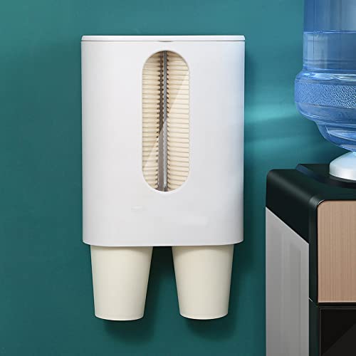 Simple Fashion Cup Dispenser for bathroom, Wall-Mounted Disposable Paper Pull Type Water Cooler Cup Holder Fit 3oz - 5oz Small Cups ,Waterproof and dustproof paper cup holder (Solo cup White)
