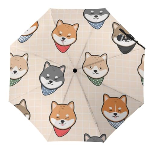 Parapluie de voyage automatique Shiba Inu parfait pour affronter la pluie en ville