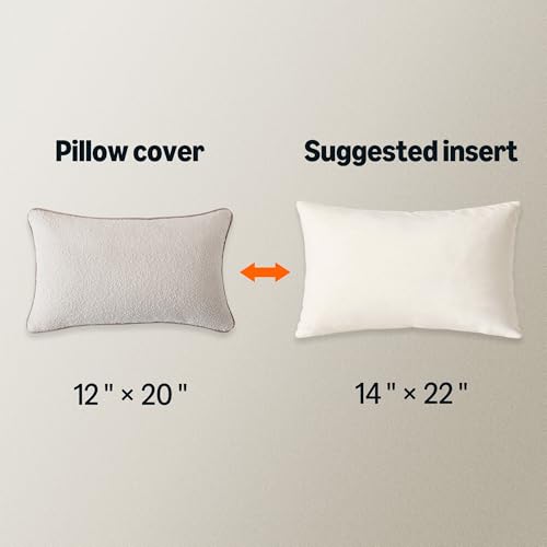 Image of Amazon Basics Boucle Lumbar Throw Pillow Covers for Couch, Living Room, Home Decor with Hidden Zipper, White, 12x20in, Pack of 2