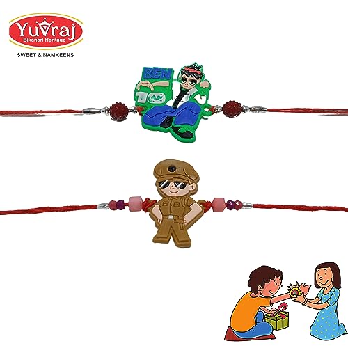 Image of Yuvraj Food Product Rakhi for bhaiya and bhabhi (Gold Design Ganesha & rajasthani kangan) with 2 kids rakhi & 1 kg Gulab Jamun Sweets with Rakhi Special Festival
