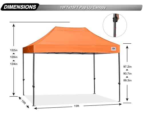 Image of ABCCANOPY Patio Pop Up Canopy Tent 10x15 Commercial-Series (Orange)