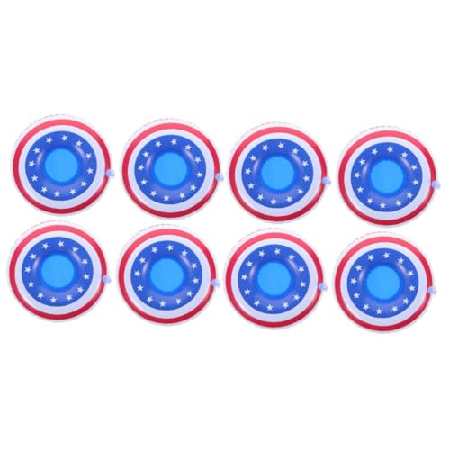 ibasenice 8pcs Inflatable Drink Carrier Pool Float Cup Holders for Adults American Flag Design