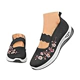 Orthopedic Walking Shoes for Women, Woven Orthopedic Breathable Soft Sneaker Non-Slip Arch Support Anti-Skid Slip On Wide & Bulky Sports Shoes