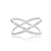 Bague Croisée en Argent 925/1000 et Oxydes de Zirconium - Taille 54