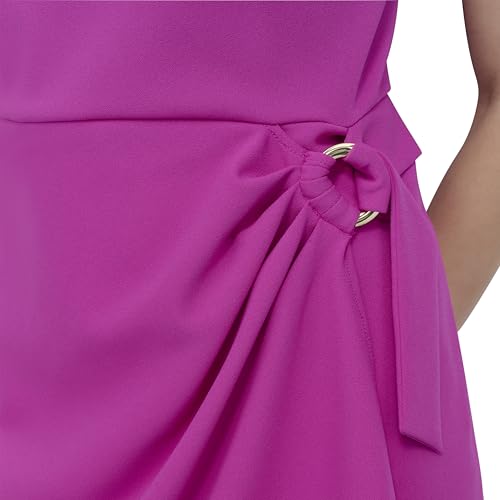 Image of DKNY Women's Flutter Sleeve Faux Wrap Dress with Hardware