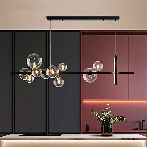 Suspension boule de verre G9 lumineuse réglable pour table de salle à manger 10 feux
