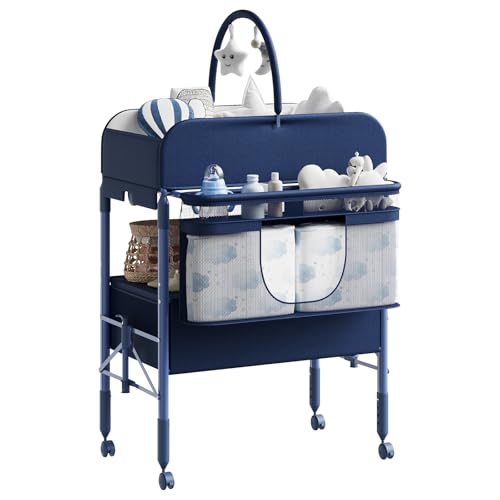 Wickeltisch Klappbar Mit 2 Schubladen, Höhenverstellbar...