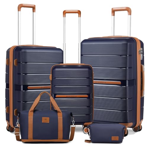 British Traveller Juego De Maletas De Viaje Con Bolsa De Viaje Maleta De Cabina Mediana Grande Rígida Polipropileno Con Cerradura Tsa 5 Piezas, Azul British Traveller Juego De Maletas De Viaje Con Bolsa De Viaje Maleta De Cabina Mediana Grande Rígida Polipropileno Con Cerradura Tsa 5 Piezas, Azul