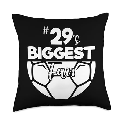 Number 29's Biggest Fan Player Soccer Mom Dad Cheer Family Throw Pillow
