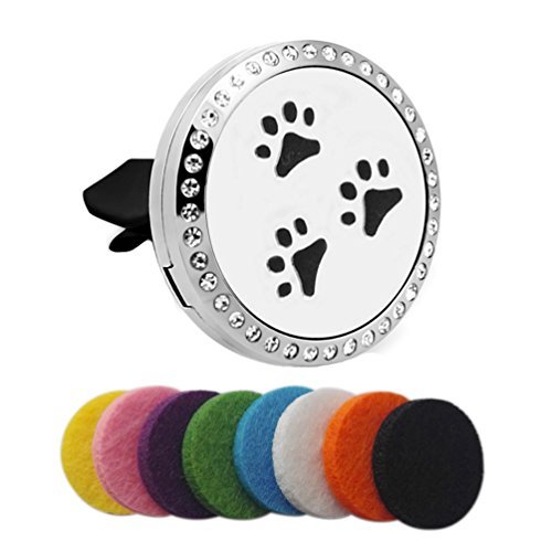 JAOYU Aromatherapy Car Air Freshener Essential Oil Diffuser Vent Clip Stainless Steel Charm Lockets for Girls Women - Animal Paw Jewelry