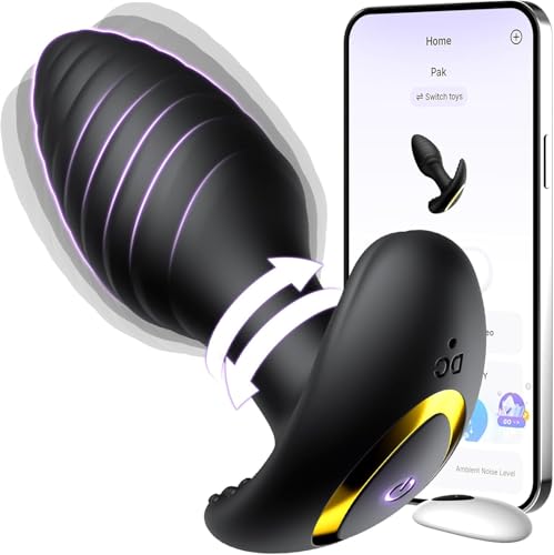 Vibrating Butt Plug Anal Vibrator with Threaded Surface Anal Toys Anal Plug with 9 Rotation & 9 Vibration But Plug Sex Toys with Wide Base Buttplug Adult Toys Sex Toyscouples for Couples Women