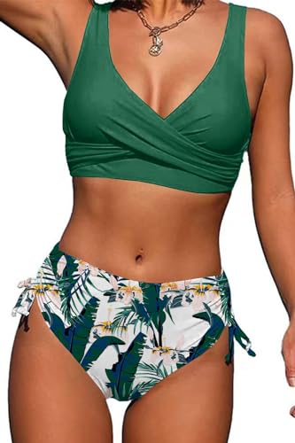 Bikini set taille haute sexy Yutdeng avec maillot de bain 2 pièces femme push up col v dos nu