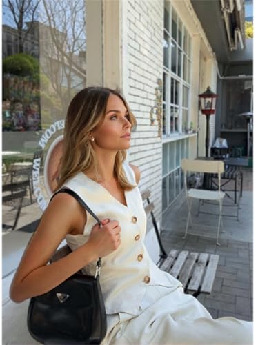 Women's V-Neck Formal Suit Vest Single Breasted Slim Fit Casual Sleeveless Waistcoat4