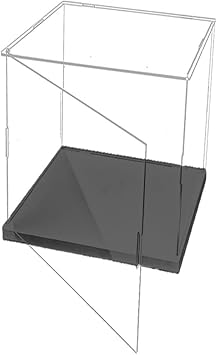 Clear Acrylic Display Case, Self-Assembly Acrylic Box with Black Thick Base and Side Door, Dustproof Protection Showcase Organizer for Collectibles Doll Toys Models Figurine 20X15X35cm/8X6X14inch