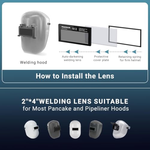 Image of 【HD Shade 11】 Gold Auto Darkening Welding Lens 2x4 1 /4, Solar Energy Welding Lens, True Color View, 2x4 1 /4 Welding Lens Replacement for Standard Welding Hoods and Welding Helmets