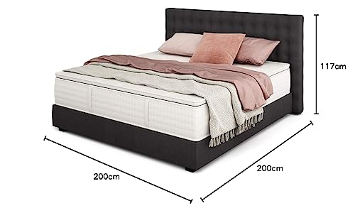 Bett 180×200 cm Boxspringbett Jumbo King mit 7-Zonen TFK Härtegrad H3