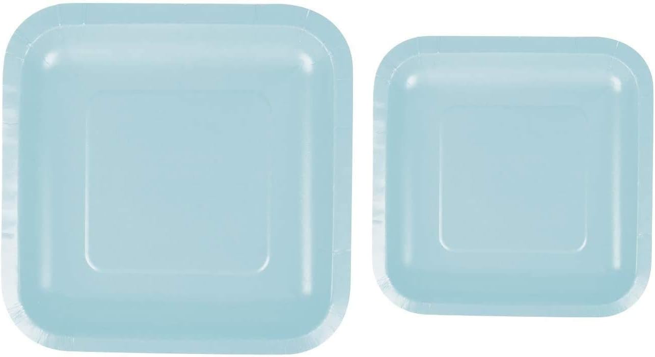 Oojami 100 Count Square Light Blue Paper Plates 509" Dinner Paper Plates 507