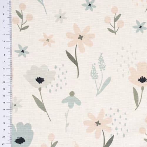 Nappe de table fleurs pastel menthe vanille 90x90cm SCHÖNER LEBEN - 5