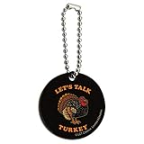 Let's Talk Turkey Thanksgiving Funny Humor Wood Wooden Round Keychain Key Chain Ring