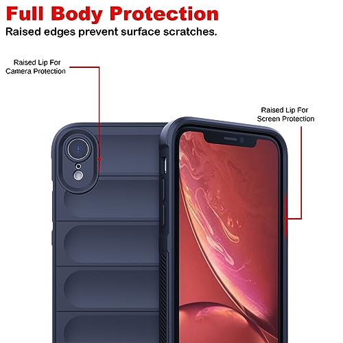 Image of Amazon Brand - Solimo Mobile Cover for Apple iPhone XR | Full Camera Protection | Liquid Silicon Case | Flexible Bumper Case for Apple iPhone XR (Dark Blue)