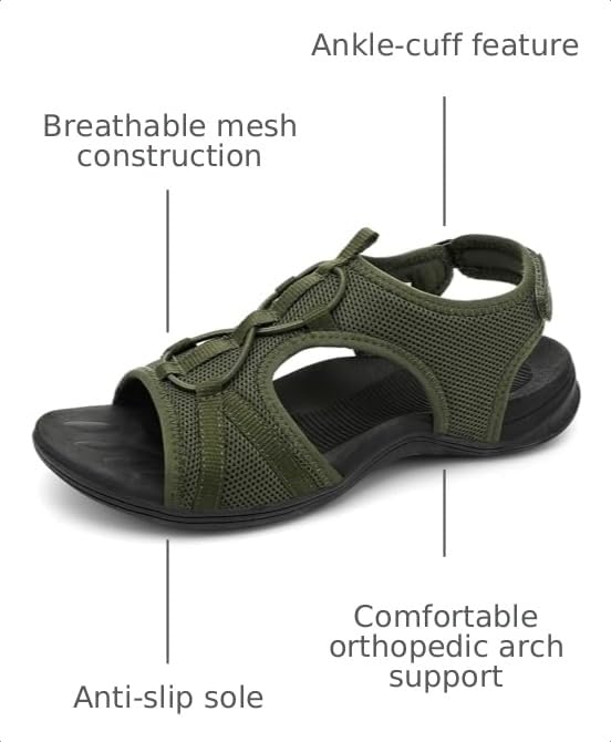 Image of UBFEN Womens Hiking Sandals Comfortable Walking Sandals Summer Sport Breathable Arch Support