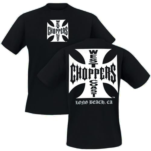 West Coast Choppers T-Shirt, Man，Shirts，Black, Iron Cross Logo Front and Back Design