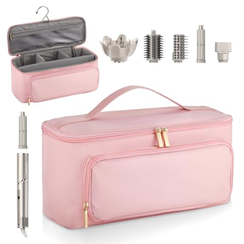 CHICECO Hair Tool Travel Bag for Shark FlexStyle Airwrap Hair Dryer and Styling Accessories Tools Storage Bag, Waterproof Travel Carrying Case Hair Tool Organizer, Gift for Women (Pink)