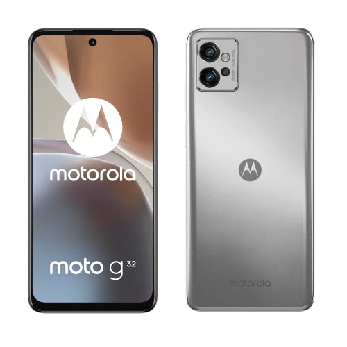 Motorola g32、6/128 GB、Qualcomm Snapdragon ® 680、50 MP カメラ、Android 12。6.5 インチ FHD+ スクリーン、90 Hz リフレッシュ レート、5000 mAh バッテリー、デュアル SIM、シルバー (ES/PT バージョン)