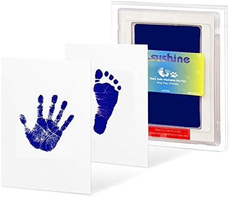 Ink Pad for Baby Footprint, Baby Handprint, Paw Print Pad, Create Impressive Keepsake Stamp, Safe for Babies, Doesn’t Touch Skin, Perfect Baby Shower Registry Gift for Boys and Girl (Blue)