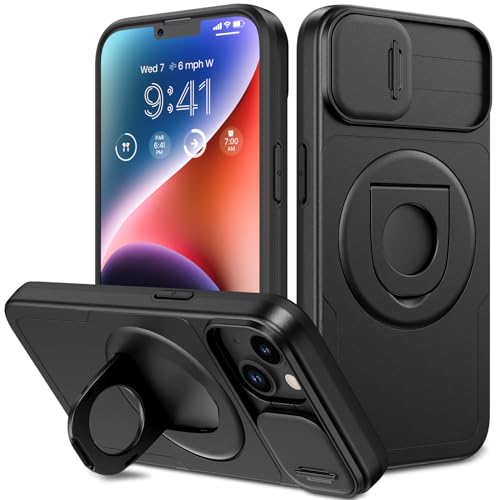 Coque iPhone 13 avec béquille 360 et cache caméra pour les déplacements