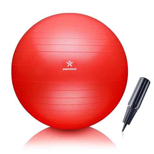 BODYMATE Ballon Fitness + Pompe Incluse + E-Book Gratuit Pepper-Red 75cm