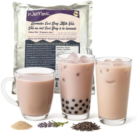 Lavender Earl Grey Milk Tea Premium Bubble Tea Powder (1 kg), 33 Servings - Make Bubble Tea at Home - Ideal for Frappes, Coffee, Boba Tea, Milkshakes - Gluten Free, Halal Certified