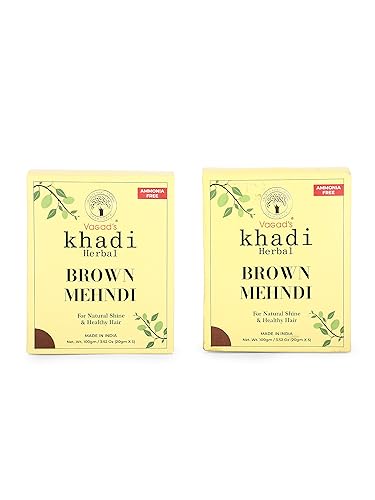 VAGAD’S KHADI HERBAL GRAMODAYA Pure Natural Brown Mehndi for Hair with Goodness of Neem for Longlasting Natural Hair Colour, 100g each (Pack of 2))
