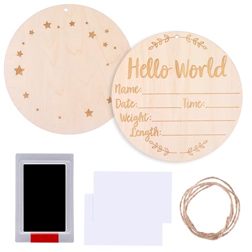 Image of ZEYIYER 1 Set Welcome Baby Sign, 5.9 Inch Hello World Newborn Sign, Baby Name Sign Birth Announcement Sign Newborn Announcement Sign Arrival Sign Announcement Props for Photo Prop