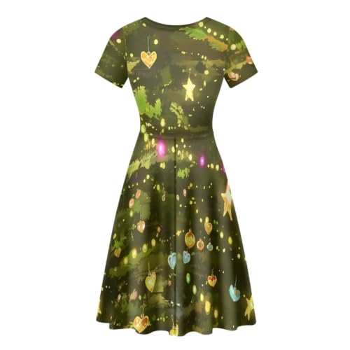 Image of Irisjudy T Shirt Dress for Women Short Sleeve Girls Short Sleeve Dress Plus Size, O Neck Knee Length Midi Dress for Ladies