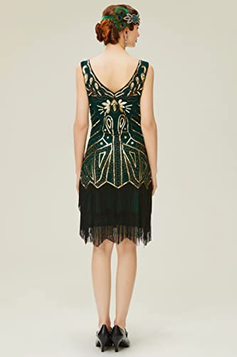 Image of BABEYOND Women's Flapper Dresses 1920s V Neck Beaded Fringed Great Gatsby Dress