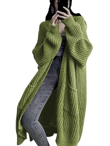 Image of Womens Long Cardigan Sweaters Open Front Oversized Duster with Pocket for Women 2025 Fall Winter Knit Design Coats