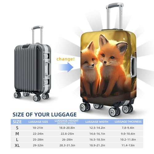 Elastic Travel Luggage Cover for Suitcase Tsa Approved Stretch Scratch-Resistant Suitcase Protector Cover Washable Cute Foxes Baggage Covers Fits 18-32 Inch Luggage Case2