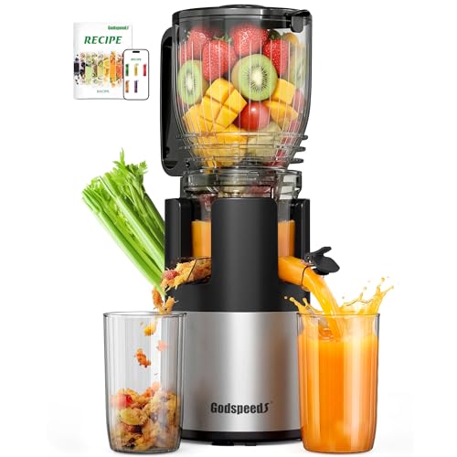 Godspeeds Juicer Machines, 5.8' Large Feed Chute Slow Masticating Cold Press Juicer for Whole Fruits & Vegetables, Easy to Clean & High Juice Yield