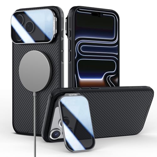Nillkin for iPhone 17 Pro Case with Camera Cover, Compatible with MagSafe, Full Camera Protection, Shockproof Protective, Adjustable Kickstand, iPhone 17 Pro Case with Stand 6.3 inch, Black
