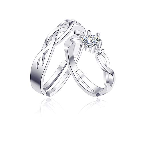 Preisvergleich Produktbild Wikimiu Partnerringe Silber, Ring Eheringe mit Zirkonia für Paar mit Geschenkbox