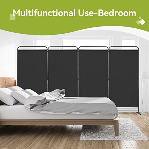 Angel Living Paravent 4 Teilig Klappbar Raumteiler Freistehend Sichtschutzwand Raumteiler Stellwand Trennwand Sichtschutz für Büros, Balkon,Schlafzimmer,Außengarten, 324cm x 180cm Schwarz
