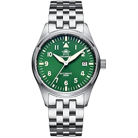 ADDIESDIVE Orologio Automatico Uomo Pilot Acciaio Quadrante Verde  Luminescent Movimento NH35A Impermeabile 200M : Amazon.it: Orologi