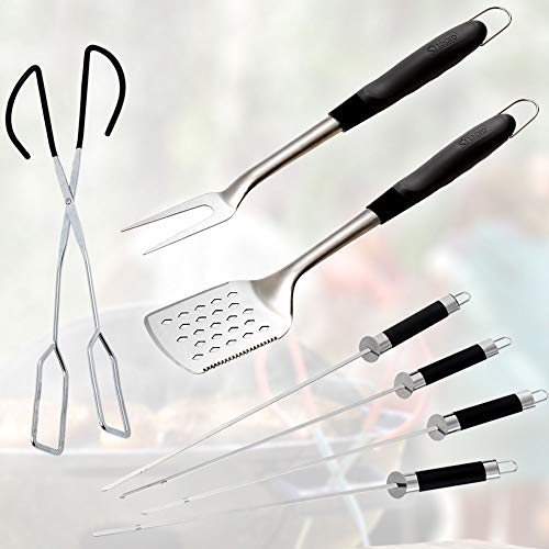 etc-shop 4 -pcs. Grill Set Tongs Barbecue skewers Wender Cutlery Meat Fork BBQ Accessories