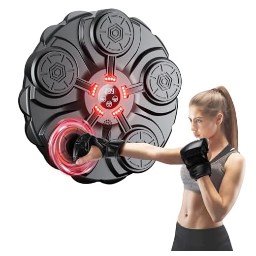 yorraka Máquina de Boxeo Música Adulto - LED Luces Music Boxing Machine con Guantes De Boxeo - 9 Velocidades Ajustables y Contables Inteligente Boxeo Pared Musical Maquina con Bluetooth para Niños