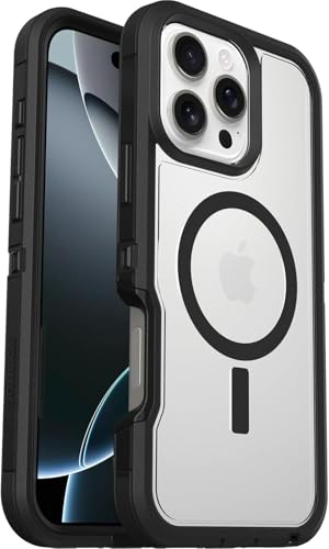 OtterBox iPhone 16 Pro Max (Only) - Defender Series XT Case for MagSafe - Dark Side (Clear/Black) - Screenless - Lanyard Attachment