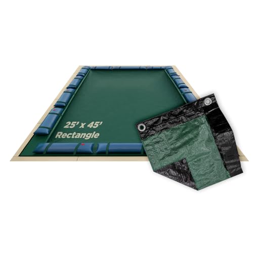 Buffalo Blizzard Supreme Plus 25 ft x 45 ft Rectangular Winter Pool Cover | Green/Black | Heavy Duty for Above Ground Swimming Pools | Easy Install | Cold & UV Resistant | Seasonal Debris Protection